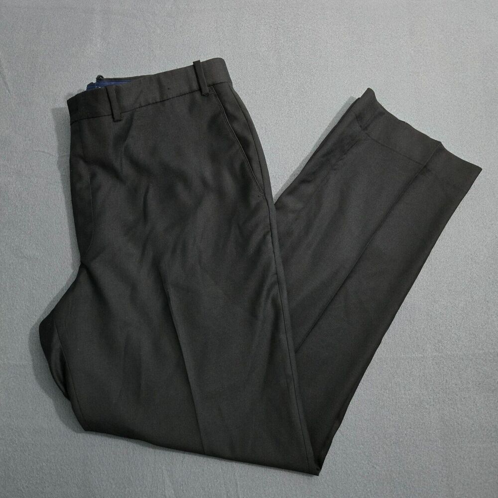 Peter Millar Dress Pants Men 40X31.5 Black Flat Front Straight Leg Business